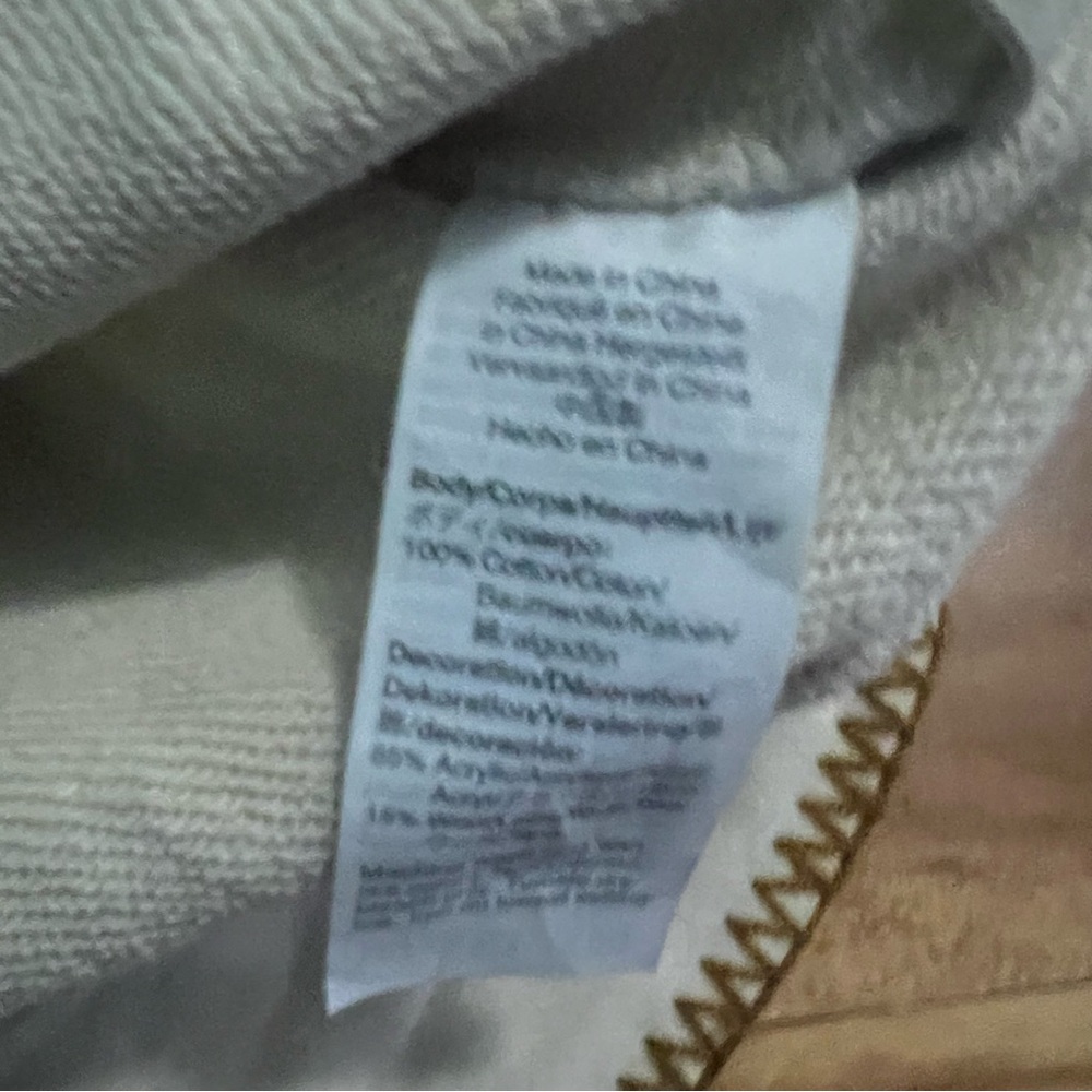 Madewell Stitched Shrunken Sweatshirt Bleached Linen Size Medium Women’s Cream - Picture 6 of 12